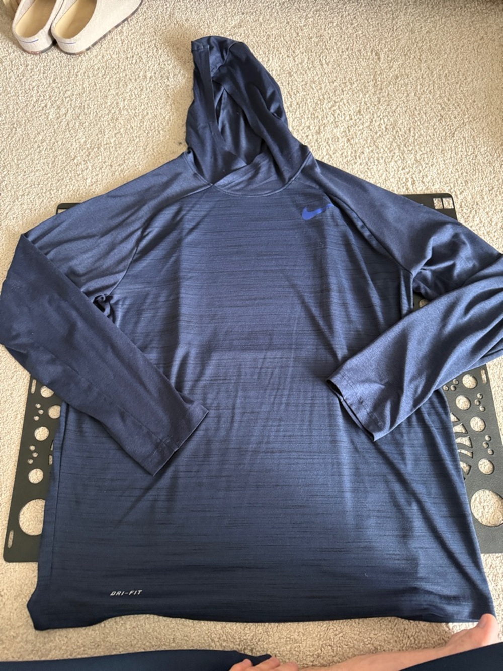 Nike Navy Blue Hooded Dri-FIT Long Sleeve Top